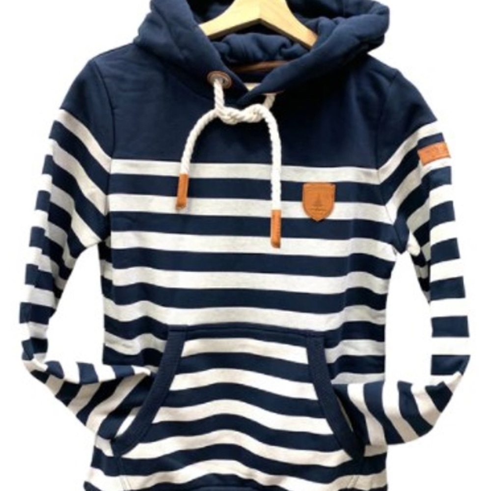 New Wanakome Navy and Grey Striped Women’s Hoodie